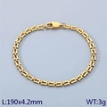 Pulsera de cadena con eslabones huecos en forma de U bañada en oro de 18K con cierre - 190mm x 4.2mm / Dorado