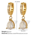 Goldene Tropfenohrringe mit funkelnden Zirkonia-Anhängern und Edelstahl-Creolen - Gold Weißer Zirkon (EH816)