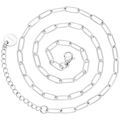 Silver stainless steel paperclip chain necklace with lobster clasp and adjustable extension link - Silver