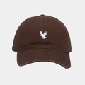 Close-up of eagle embroidery on a brown cotton baseball cap with twill fabric texture - Adjustable / Dark Brown