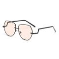 Occhiali da sole aviator con montatura geometrica nera e lenti rosa chiaro - Montatura Nera Lenti Marrone Chiaro