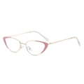 Montatura occhiali cat-eye retrò in metallo dorato con bordo rosa e piccoli diamanti - Oro Rosa