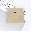 Golden PU leather jewelry pouch with snap button closure and premium plush lining - Leather Style (Gold) / 8x8cm