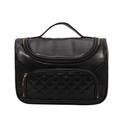 Zwarte reistoiletmand cosmetische tas met handvat gewatteerde make-up organizer - Zwart