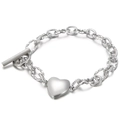 Bracciale argento con ciondolo a cuore lucido, catena a corda e chiusura a T - Argento (KB149752-Z)