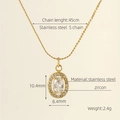 Collier en acier inoxydable plaqué or 18K avec pendentif ovale serti de zircons - Collier Doré - Zirconium Blanc