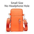 Vertical orange nylon crossbody phone bag with heart-shaped metal zipper and wide strap - Small (No Headphone Jack) / Orange