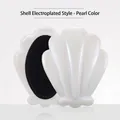 Shell-shaped detangling hair brush in pearl white electroplated finish with black bristles - Shell Electroplated / Pearl