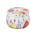 4.4OZ drum shaped metal candle tin featuring vibrant watercolor grapefruit floral pattern - 75*50MM C218 Grapefruit Floral Empty Tin