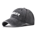 Washed dark gray baseball cap with white Forever 3D embroidery on a curved brim - Adjustable / Black