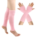 Pink rib-knitted leg warmer and arm sleeve set with soft stretch texture detail - Small Size / Pink