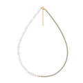 S925 silver necklace featuring natural freshwater pearls and sparkling zircon chain - Gold Pearl & Zircon Stitching(GPN27)