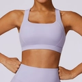 Reggiseno sportivo da yoga lavanda ad alto impatto con scollo quadrato e spalline - Viola Romantico
