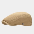 Close-up of khaki cotton beret showing fabric texture and vintage metallic button detail - Adjustable / Khaki