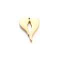 Golden heart-shaped pendant with hollowed-out faces design in polished steel - Dual Face Heart / Gold