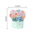 3D pop-up floral bouquet greeting card in blue pot, size 14.3cm x 18.6cm for birthdays - Flower Bloom - Blue / 14.3x18.6cm