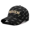 Berretto da baseball nero con ricamo FASHION JXMY all-over e corona rigida strutturata - Regolabile / Nero con ricamo dorato