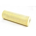Macro detail of yellow deco mesh roll with metallic gold foil stripes for Christmas DIY - 26cm X 10 Yards / Off-white with Gold Glitter