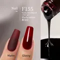 Glossy and matte deep blackcurrant plant-based nail gel polish in shade F155 - F155 Blackcurrant