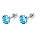 Boucles d'oreilles rondes en pierres bleu clair avec fermoir à vis et monture à griffes - 3mm Rond Zircone Bleue (Paire)