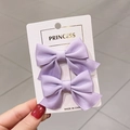 Set di due fermagli per capelli con fiocco in raso viola su scheda di presentazione - Viola (1 Paio)