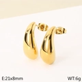 Orecchini a goccia dorati minimalisti in acciaio inossidabile placcato oro 18 carati - 21x8mm / Oro (KE120501-KFC)