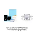 Anillo de moissanita corte princesa en plata con certificado y caja de regalo azul - Talla US 7 (Circunferencia 54.3mm) / Anillo Cuadrado Octogonal 10*10mm (Caja de Regalo LED + Certificados)