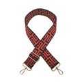Adjustable wide crossbody bag strap with red and black geometric pattern and gold hooks - Ethnic Style 7