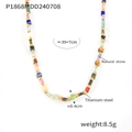 Collar de piedras naturales coloridas con acero de titanio, longitud de 39+7cm - Multicolor/Dorado