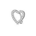 Piercing de nombril en forme de cœur argenté avec zircons clairs sur fond blanc - Cœur Inversé Argent / Argent