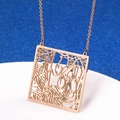 Square cutout city map necklace in rose gold finish with delicate chain link - Jerusalem / Rose Gold