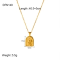 Detail of 18k gold pendant featuring palm tree and wave relief with size specifications - Arched Palm Tree Pendant
