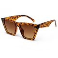 Moderne quadratische Übergröße Sonnenbrille mit Leopardenmuster und braunen Verlaufsgläsern - Leopard Rahmen Braune Gläser