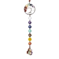 Chakra Tree of Life hanging ornament with natural stones and woven gravel tassels - Round Bead - Silver Wire Tree of Life