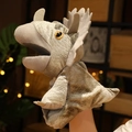 Green Triceratops dinosaur hand puppet made of textured plush for storytelling - 35cm / Grey Triceratops