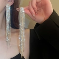 Elegante Luxus-Ohrringe mit langen Quasten und funkelnden Strasssteinen für Damen in Silber - Goldener Langer Quasten-Stil / Gold