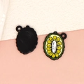 Mini kiwi slice enamel alloy pendants for DIY jewelry making bracelets and necklaces - Jackfruit - Black (30-Black)