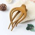 Pince à cheveux mate marron design pieuvre ajourée avec gravure Made in Korea - Jaune Gingembre Mat
