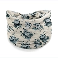 Elastic yoga headband featuring grey vintage floral patterns on heather grey fabric - Style 43