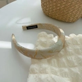 Serre-tête beige fait main avec broderie en soie dorée et verte style vintage - Érable-Vert