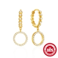 Elegante Creolen aus 925 Sterling Silber vergoldet mit vollbesetzten Zirkonia-Anhängern - 925er Silber / Gold