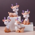 Set of four cute purple gradient deer ornaments in various playful poses for desk decor - Set of 4 Youyou Deer (008)