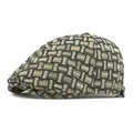 Retro plaid beret in brown and black woven fabric with classic short brim - Adjustable / Black Coffee Plaid