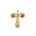 18K gold-plated cross pendant with brown round zircons and top loop for DIY jewelry - Letter T
