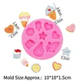 Pink silicone mold featuring 8 shapes of ice cream and cupcakes for DIY cake decorating - 2# Ice Cream Star Shape (17-75) / Pink