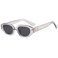 Occhiali da sole cat-eye con montatura grigio trasparente e lenti nere vista a 45 gradi - Grigio Trasparente C04