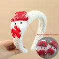 Cerchietto natalizio in maglia con pupazzo di neve e motivi del cappello casuali - Pupazzo di neve / 37cm / Bianco