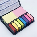 Set de notas adhesivas en estuche de cuero PU negro con calendario inglés para oficina - Negro / 200 Hojas / Juego multicolor 2 / 13*10.5*3cm