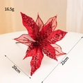Red sequined Christmas flower decoration, 20x22cm glittering artificial floral wreath accessory - Red