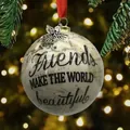 Memorial feather ball ornament with world map print and angel charm for friends - Globe Friend